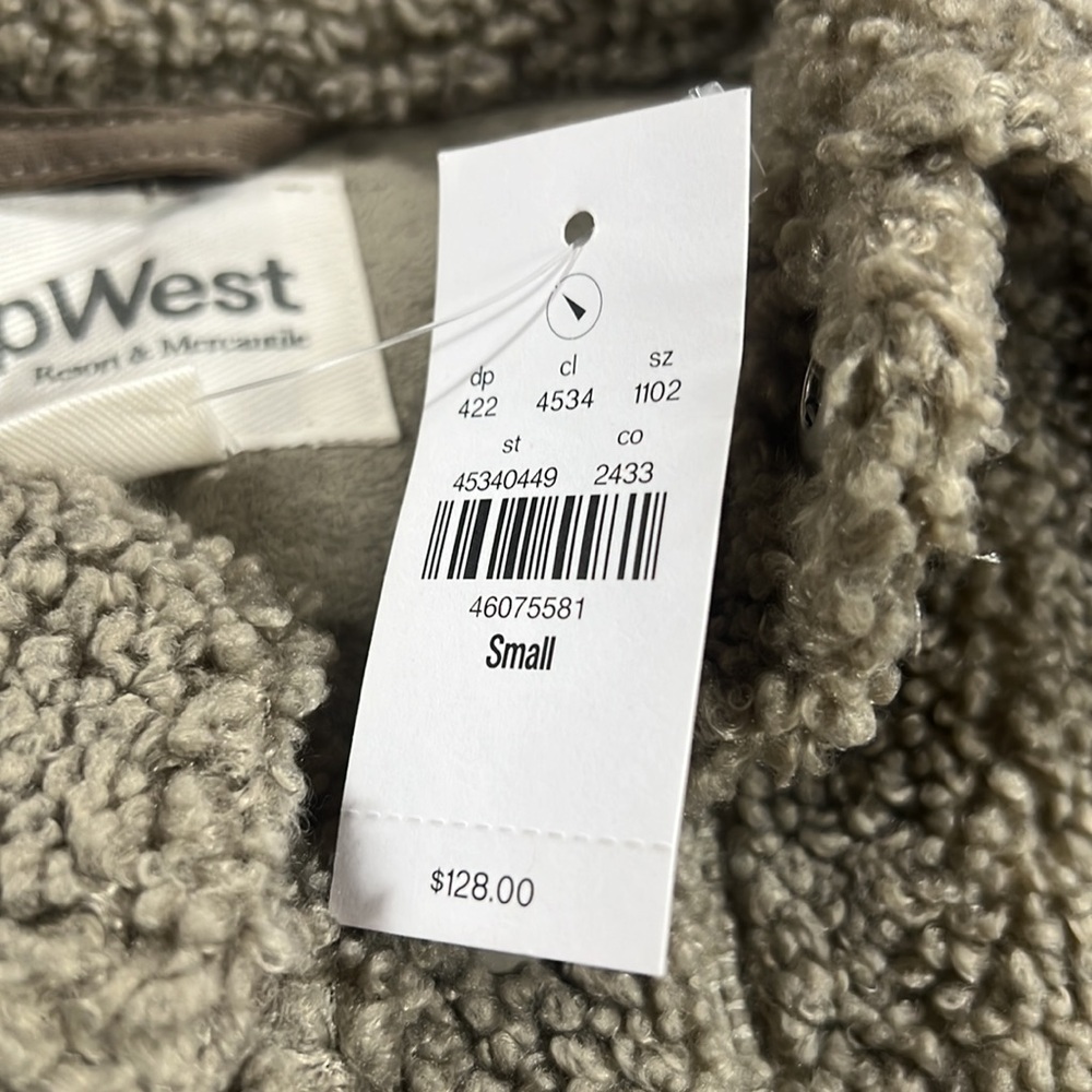 UpWest Brown Button Sherpa Coat NWT UW12 - Picture 6 of 7